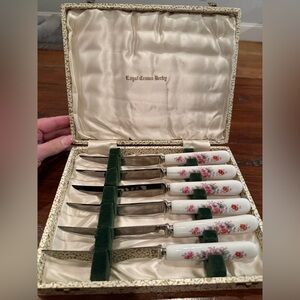 Royal Crown Derby Knife Set (6 knives, one cracked)